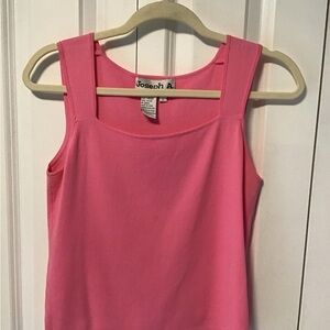 Sleeveless, square neck line knit top. Bright pink